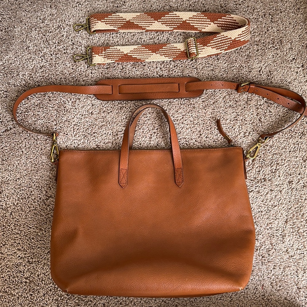 Madewell Zip Top Leather Transport Satchel + Extra Strap